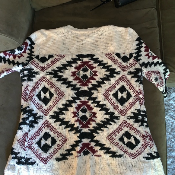 Cozy White and Red Patterned Women Sweater - Picture 2 of 2